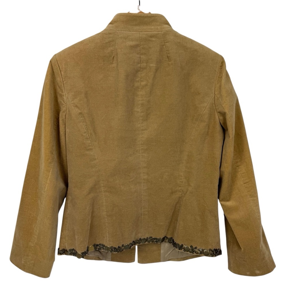 Michael Kors velvet tan tailored blazer metallic sequins & stand collar NWOT 10 - Picture 4 of 16
